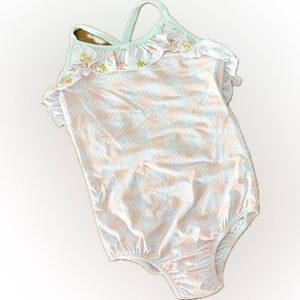 NWT Sweet Honey Girls Ocean Isle Pastel Plaid One-Piece Swimsuit with Ruffle 4T